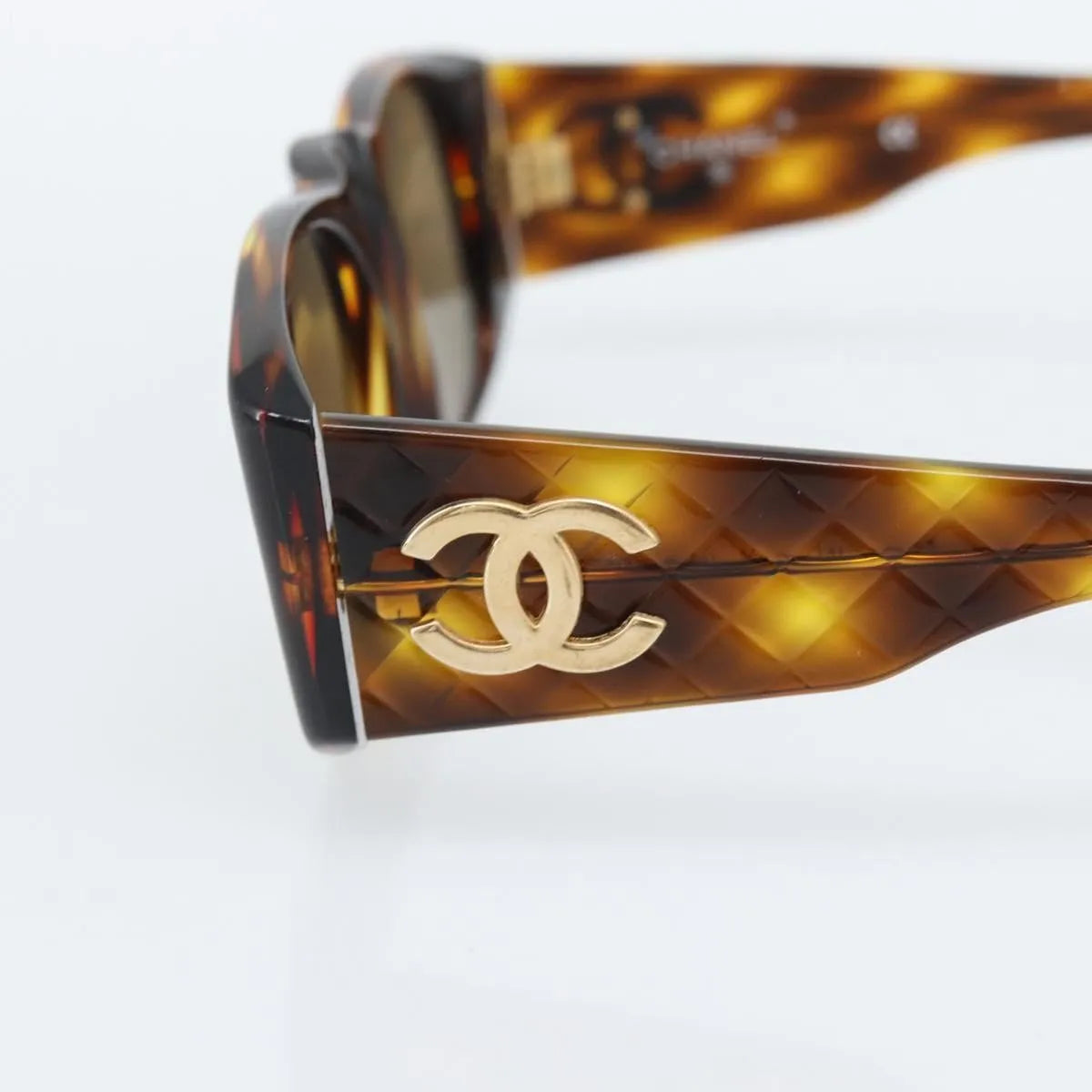 Chanel Cc Logo Matelasse Sunglasses Eye Wear Plastic Brown Plastic Sunglasse Accessory (Pre-Owned)