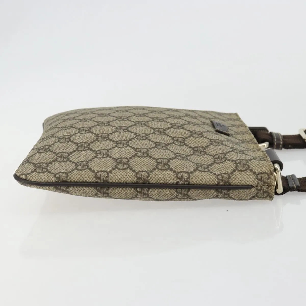 Gucci Zip Top Messenger Gg Canvas With Leather Beige Canvas Shoulder Bag Bag (Pre-Owned)