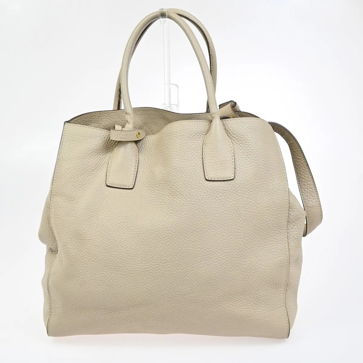 Prada Convertible Open Shopping Tote Vitello Daino Beige Leather Tote Bag Bag (Pre-Owned)