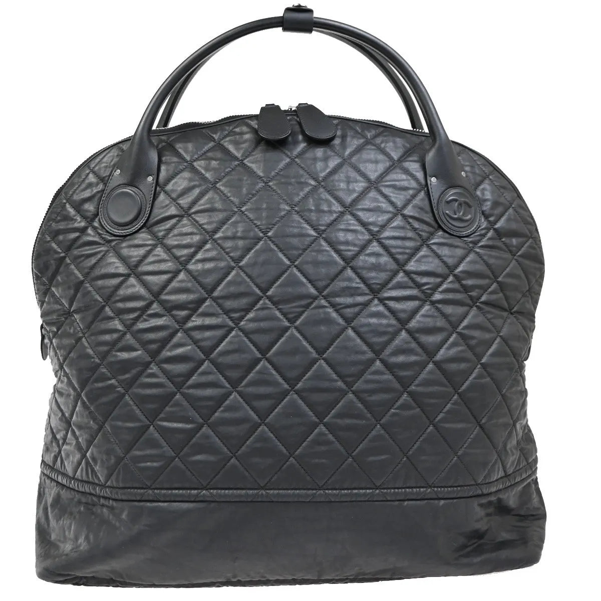 Chanel Horizontal Sport Weekender Quilted Coated Canvas Black Nylon Travel Bag Bag (Pre-Owned)