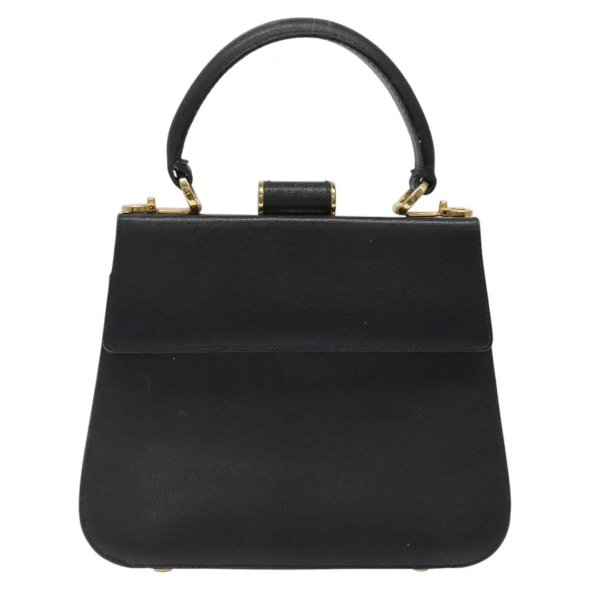 Salvatore Ferragamo Convertible Top Handle Leather Black Leather Handbag (Pre-Owned)