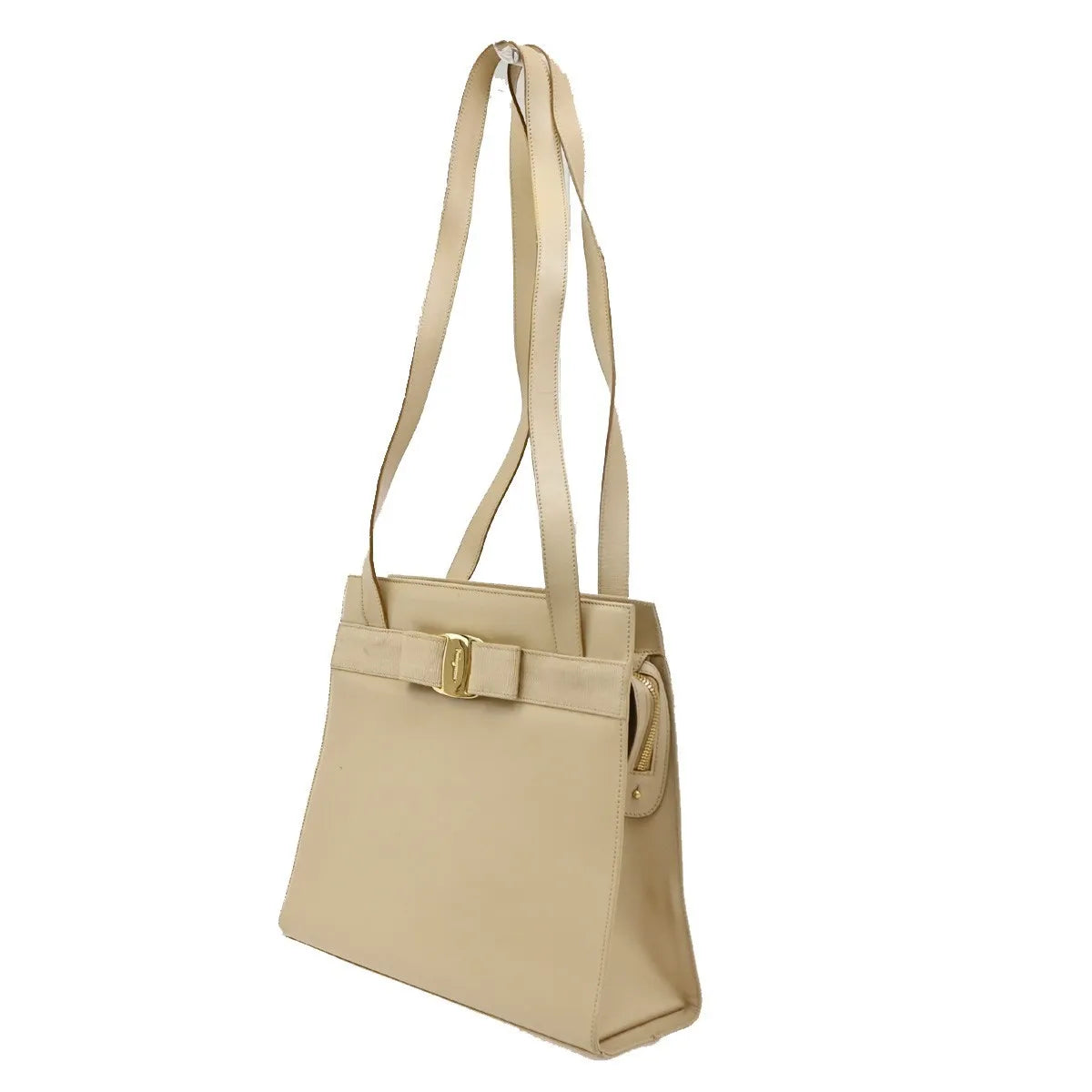 Salvatore Ferragamo Vara Leather Beige Leather Shoulder Bag Bag (Pre-Owned)