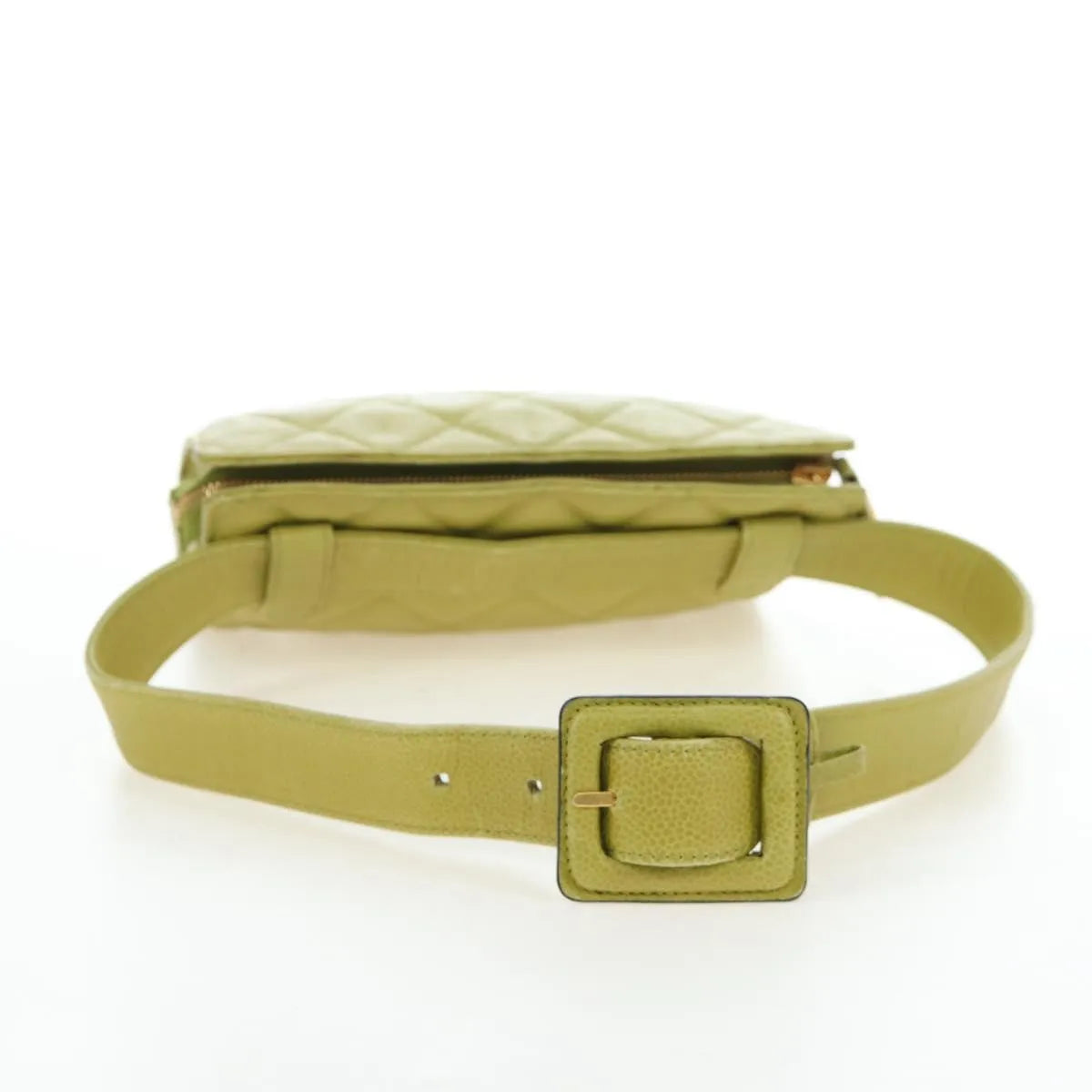 Chanel Vintage Zip Belt Quilted Caviar Yellow Leather Shoulder Bag Bag (Pre-Owned)