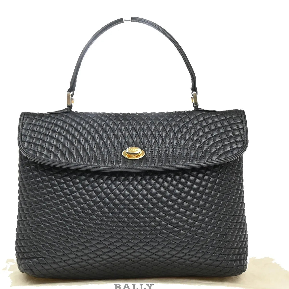 Bally Vintage Quilted Leather Black Leather Handbag (Pre-Owned)