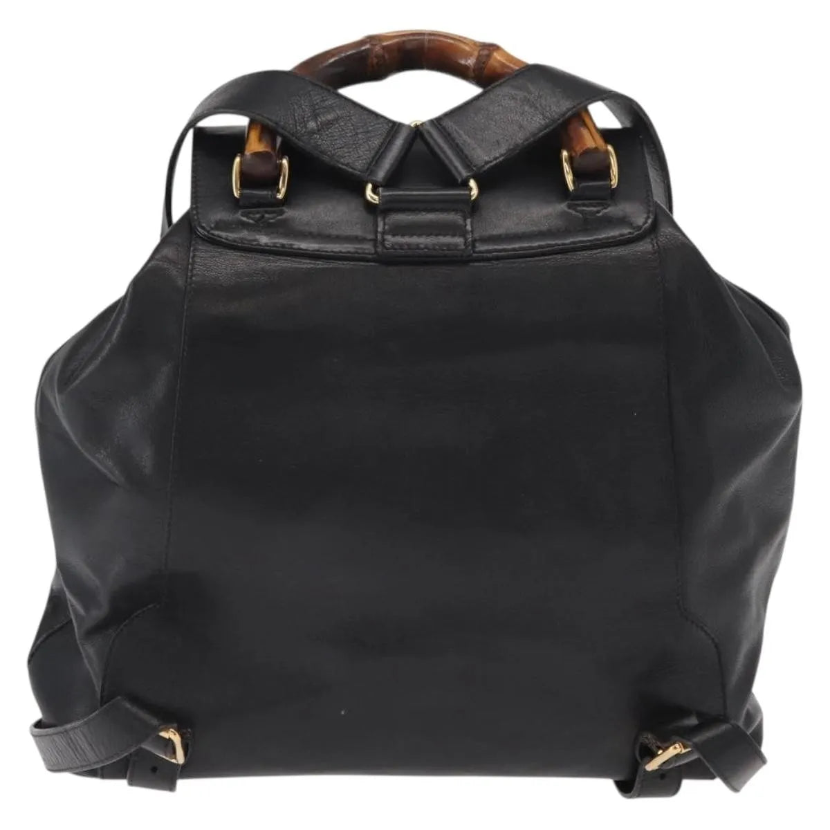 Gucci Vintage Bamboo Leather Black Leather Backpack Bag (Pre-Owned)