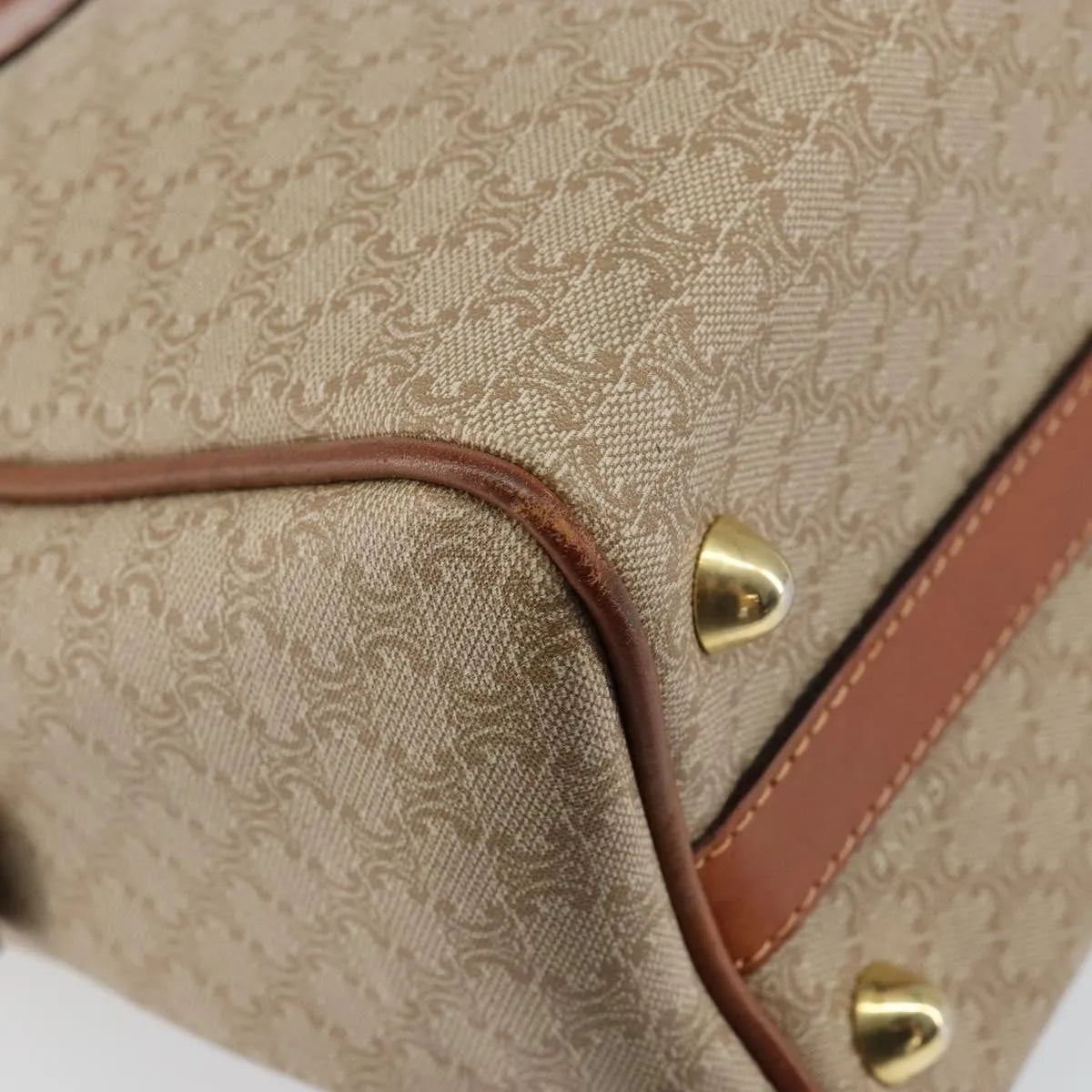 Celine Vintage Macadam Canvas Beige Canvas Handbag (Pre-Owned)