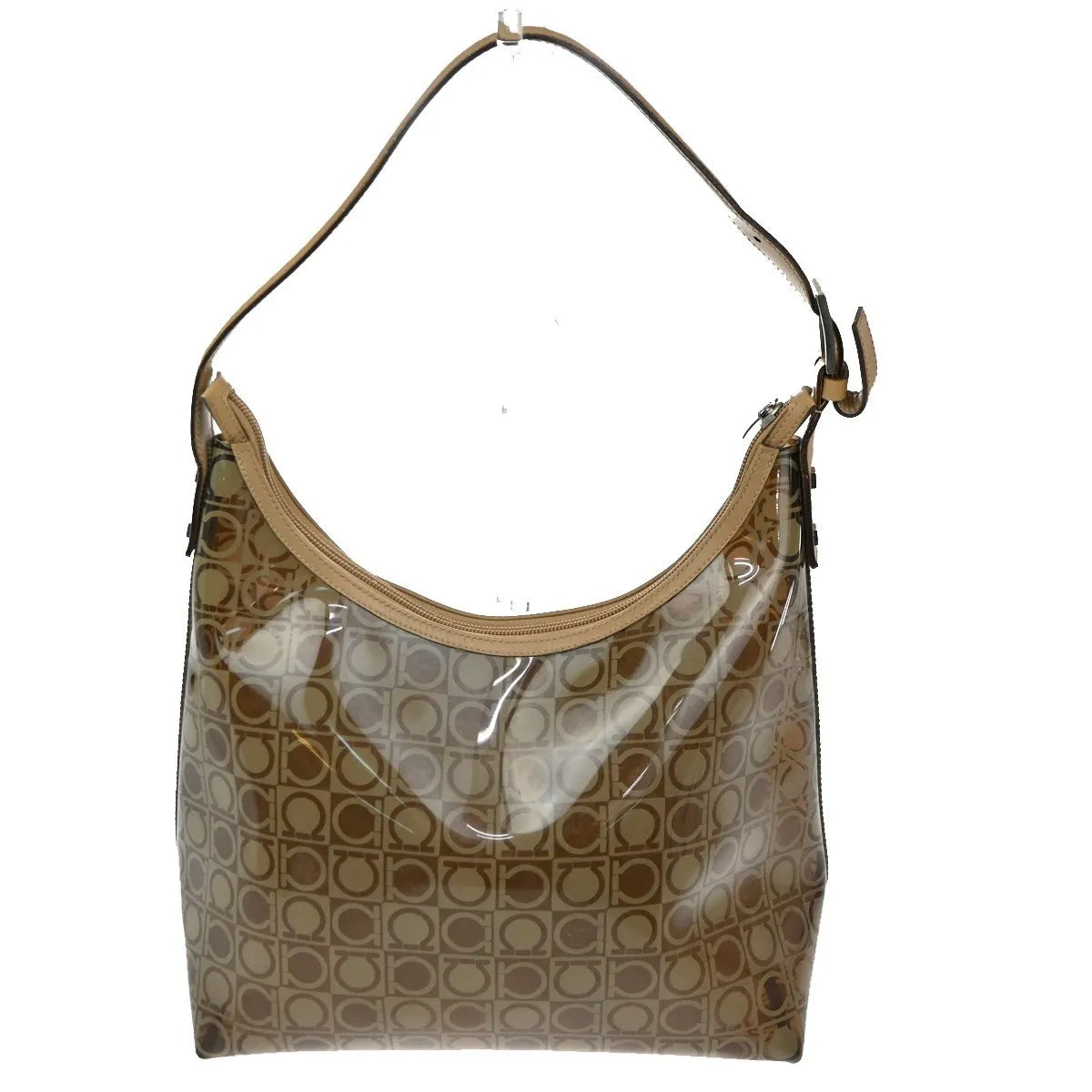 Salvatore Ferragamo Gancini Vinyl Brown Plastic Shoulder Bag Bag (Pre-Owned)