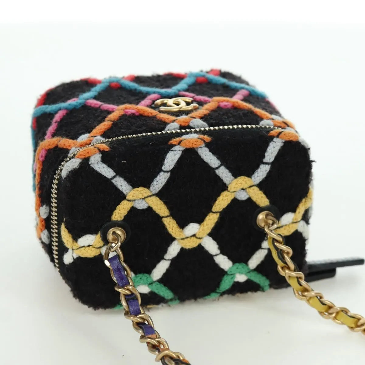 Chanel Pearl Crush Vanity Case With Chain Quilted Multicolor Tweed Multicolour Tweed Shoulder Bag Bag (Pre-Owned)