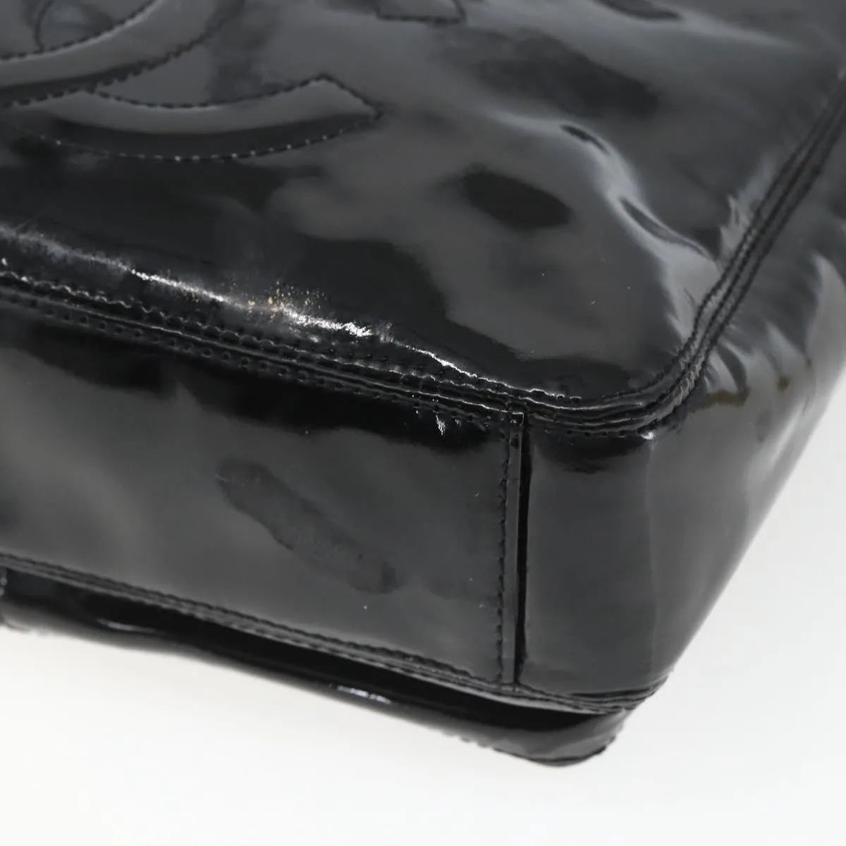 Chanel Vintage Flap Patent Leather Black Patent_Leather Shoulder Bag Bag (Pre-Owned)