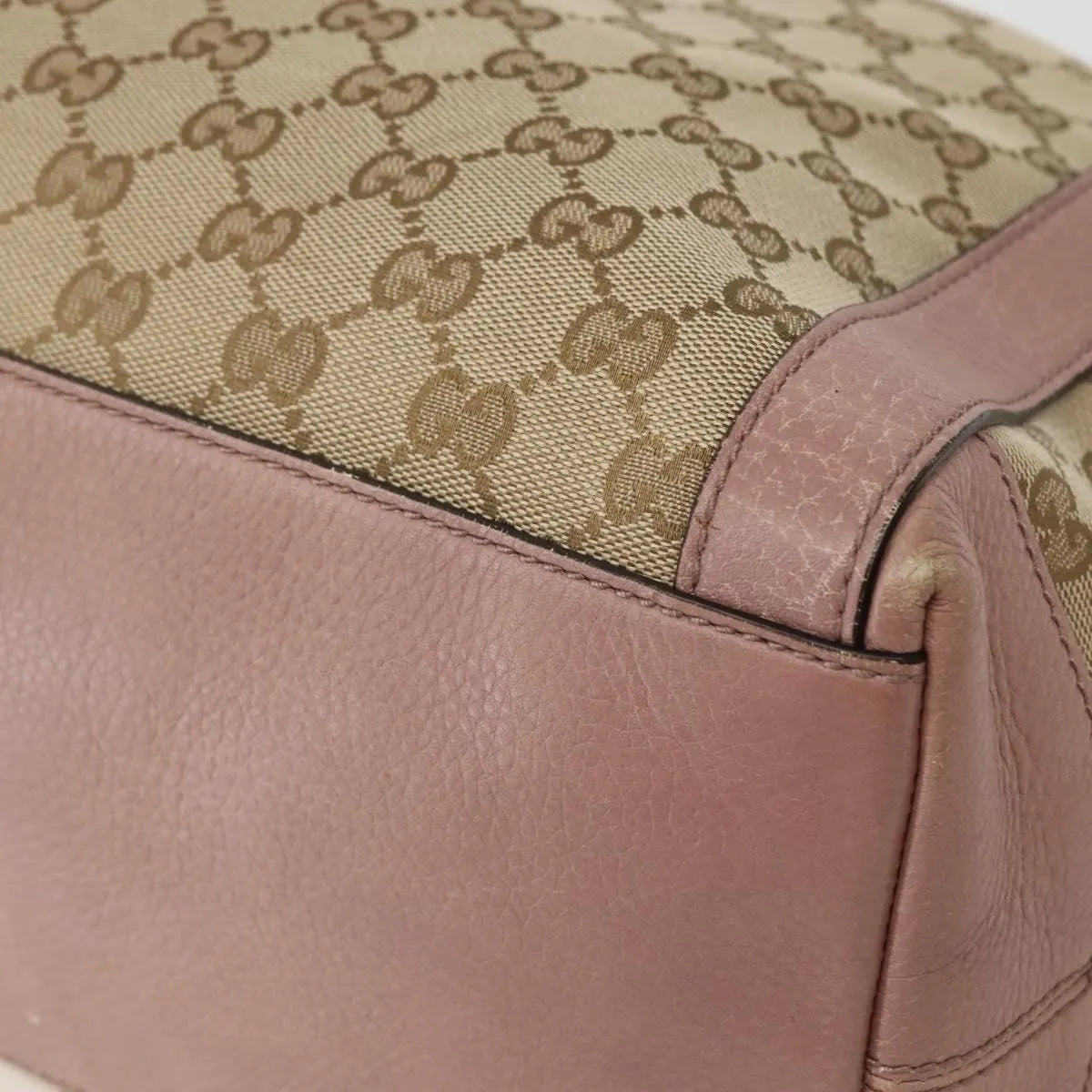 Gucci Vintage Interlocking G Canvas And Leather Beige Canvas Handbag (Pre-Owned)