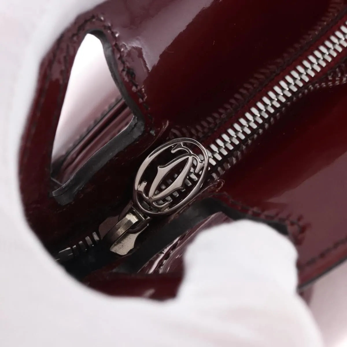 Cartier Marcello Patent Leather Burgundy Patent_Leather Handbag (Pre-Owned)