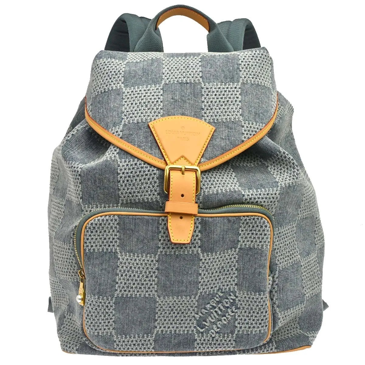 Louis Vuitton Montsouris Denim Blue Denim_Jeans Backpack Bag (Pre-Owned)