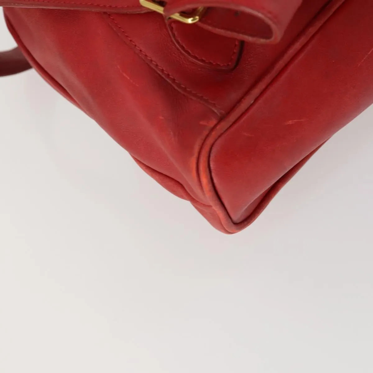 Gucci Vintage Bamboo Leather Red Leather Backpack Bag (Pre-Owned)