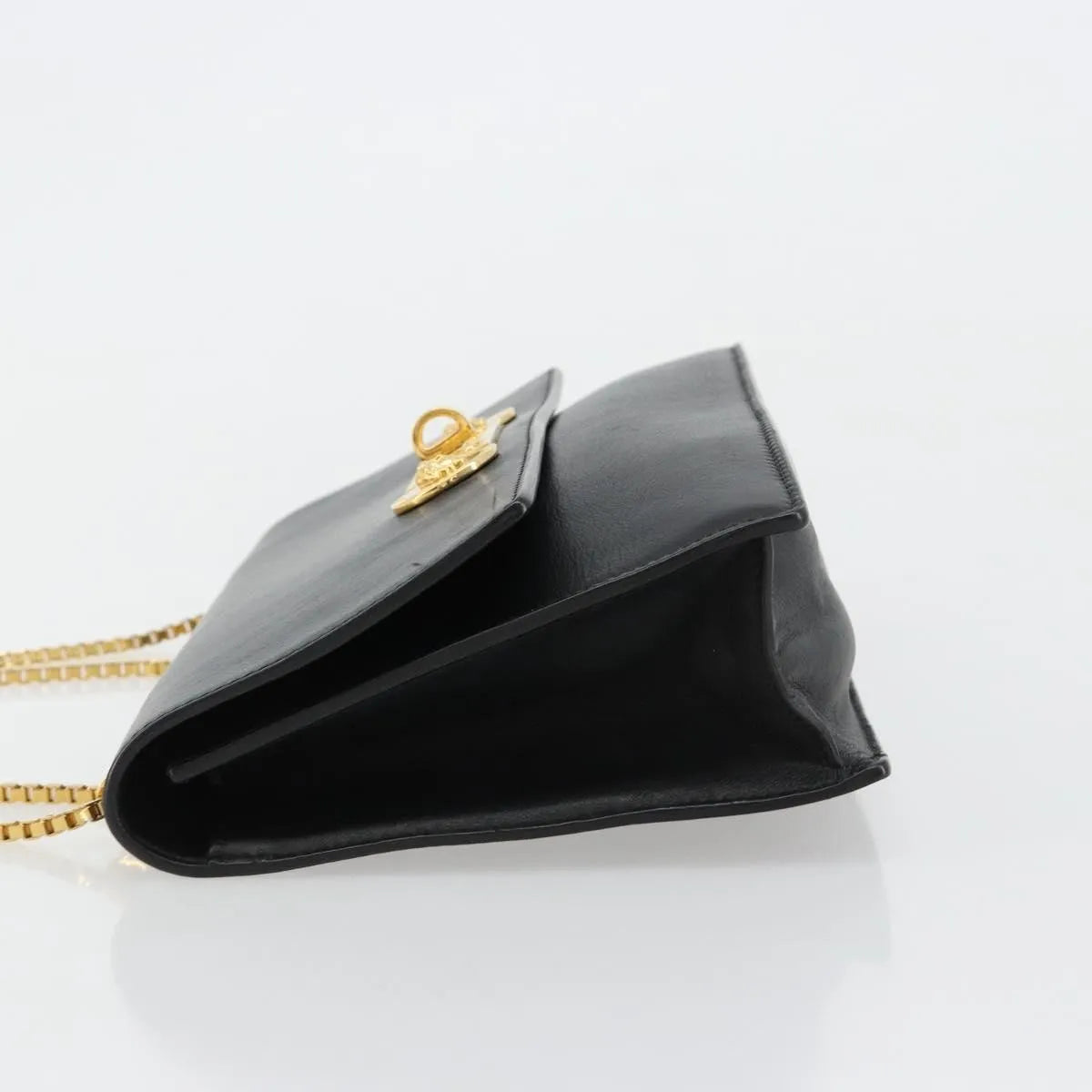 Versace Medusa Flap Chain Leather Black Leather Shoulder Bag Bag (Pre-Owned)