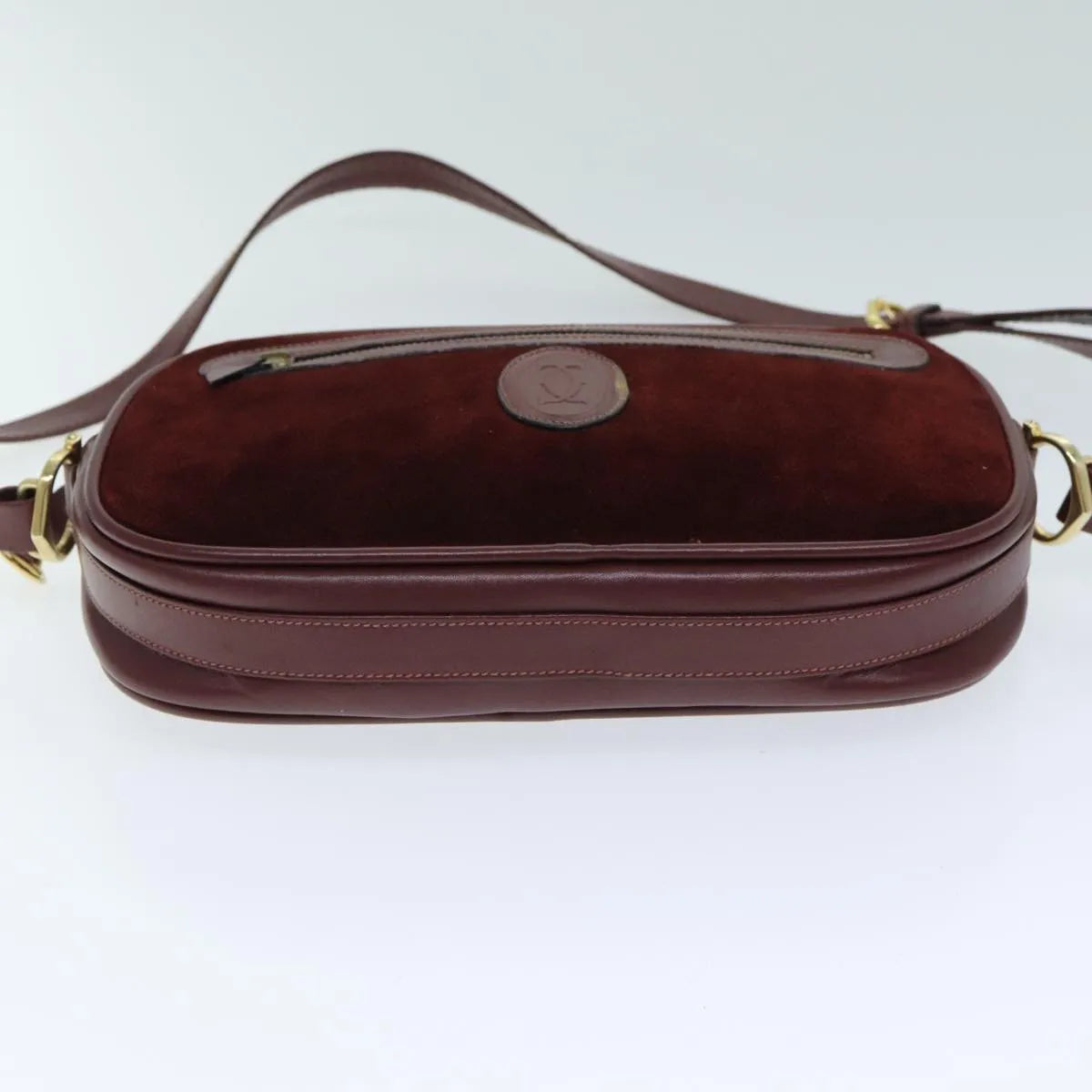 Cartier Vintage Must De Cartier Suede Burgundy Suede Shoulder Bag Bag (Pre-Owned)