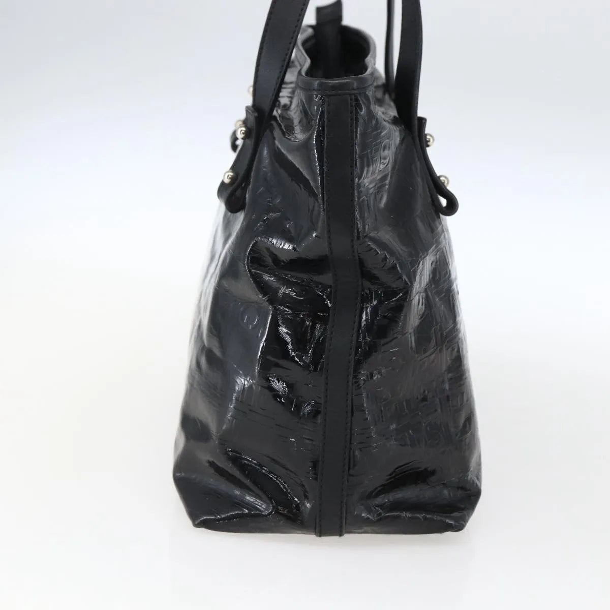 Salvatore Ferragamo Vintage Patent Leather Black Patent_Leather Tote Bag Bag (Pre-Owned)