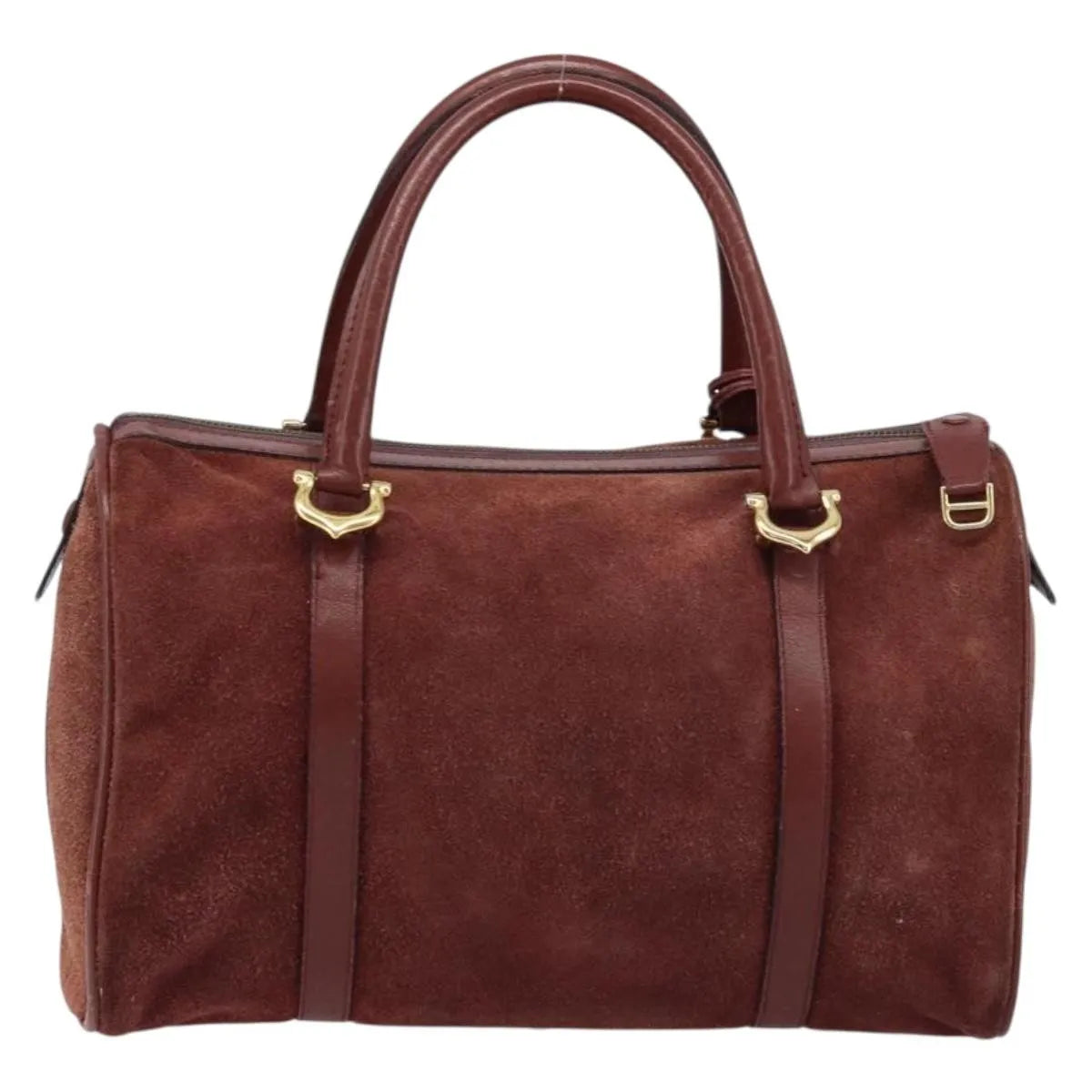 Cartier Must De Cartier Suede Burgundy Suede Handbag (Pre-Owned)