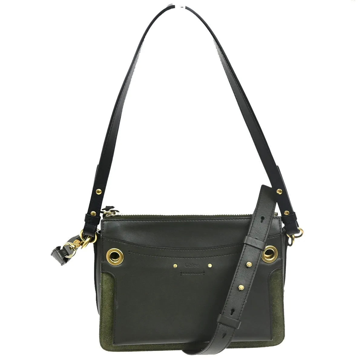 Chloe Roy Leather Black Suede Shoulder Bag Bag (Pre-Owned)
