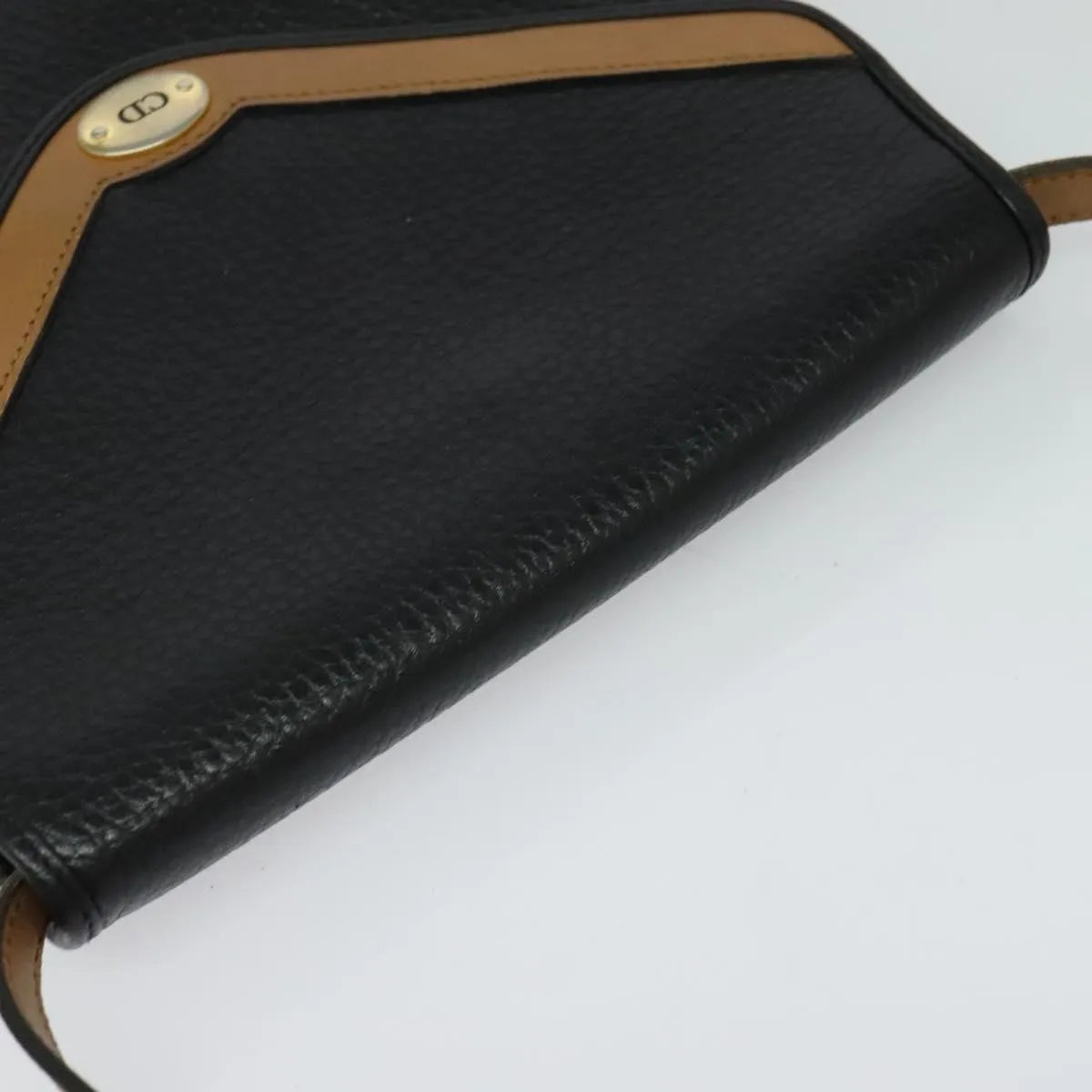 Christian Dior Vintage Cd Flap Leather Black Leather Shoulder Bag Bag (Pre-Owned)