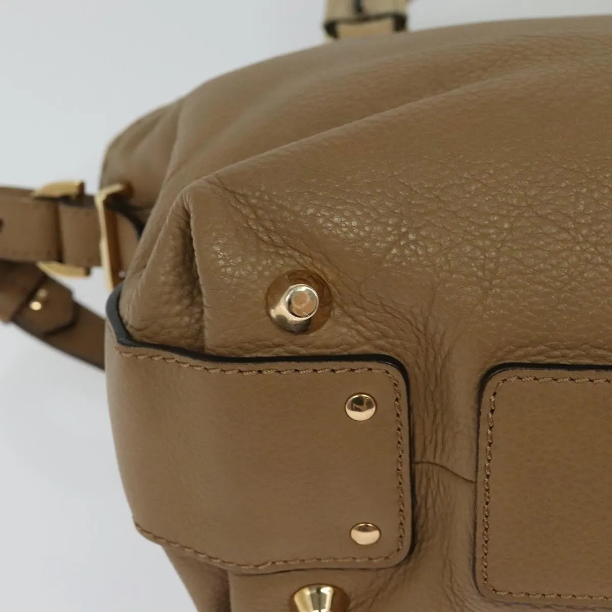 Chloe Angie Tote Leather Brown Leather Tote Bag Bag (Pre-Owned)