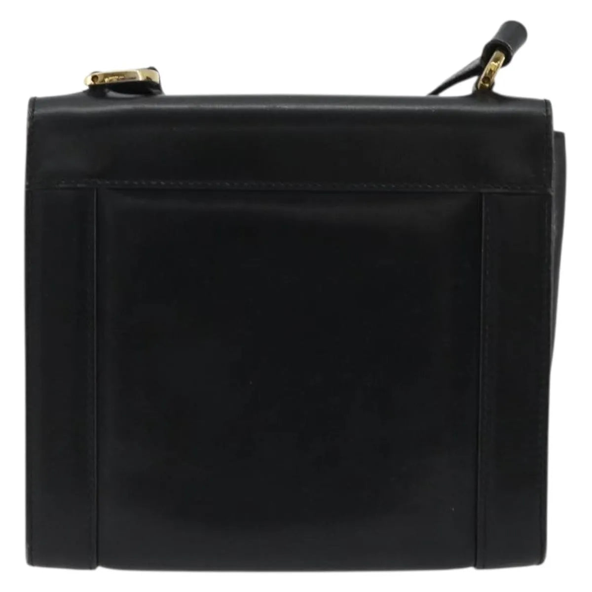 Salvatore Ferragamo Gancini Flap Leather Black Leather Shoulder Bag Bag (Pre-Owned)