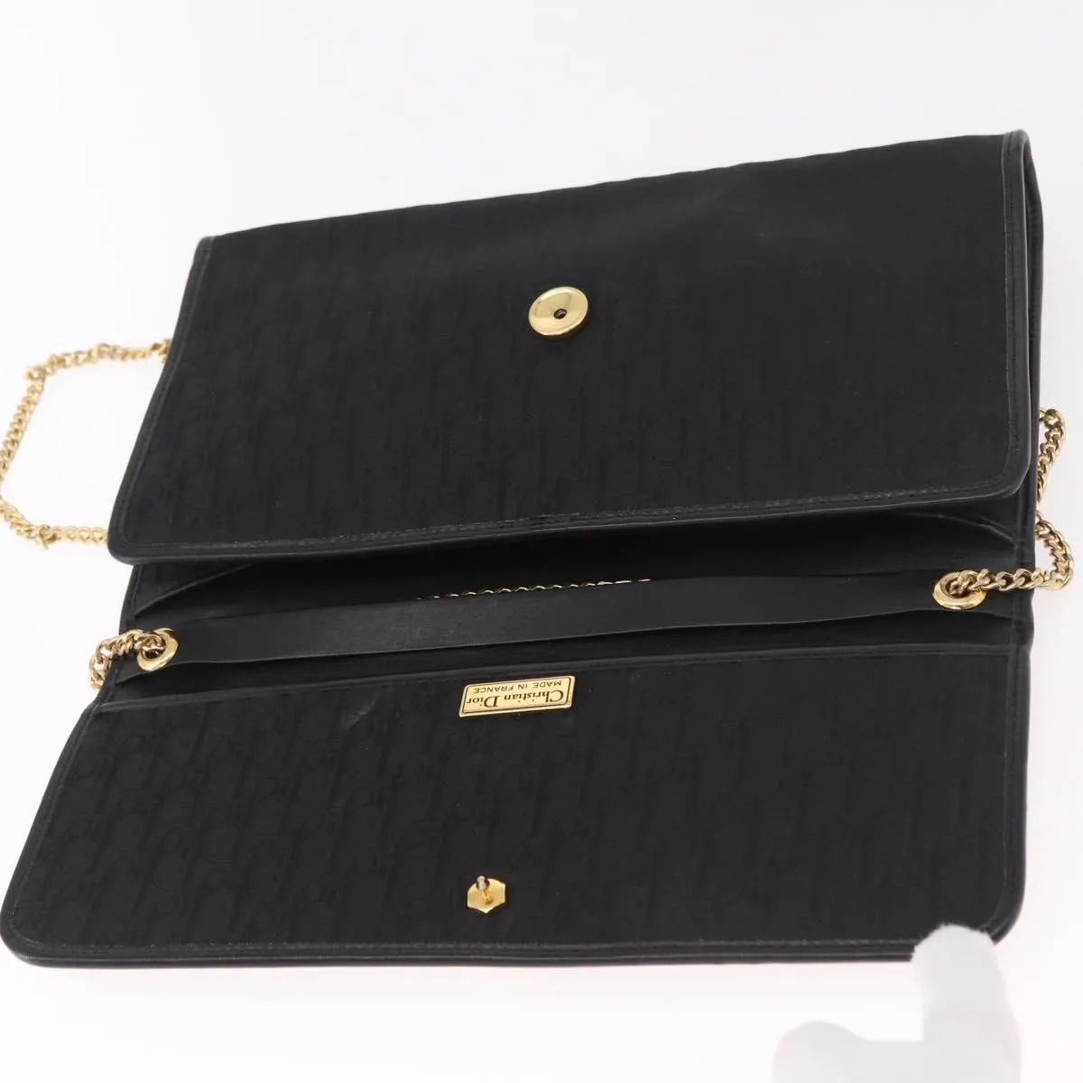 Christian Dior Vintage Honeycomb Chain Canvas Black Canvas Shoulder Bag Bag (Pre-Owned)