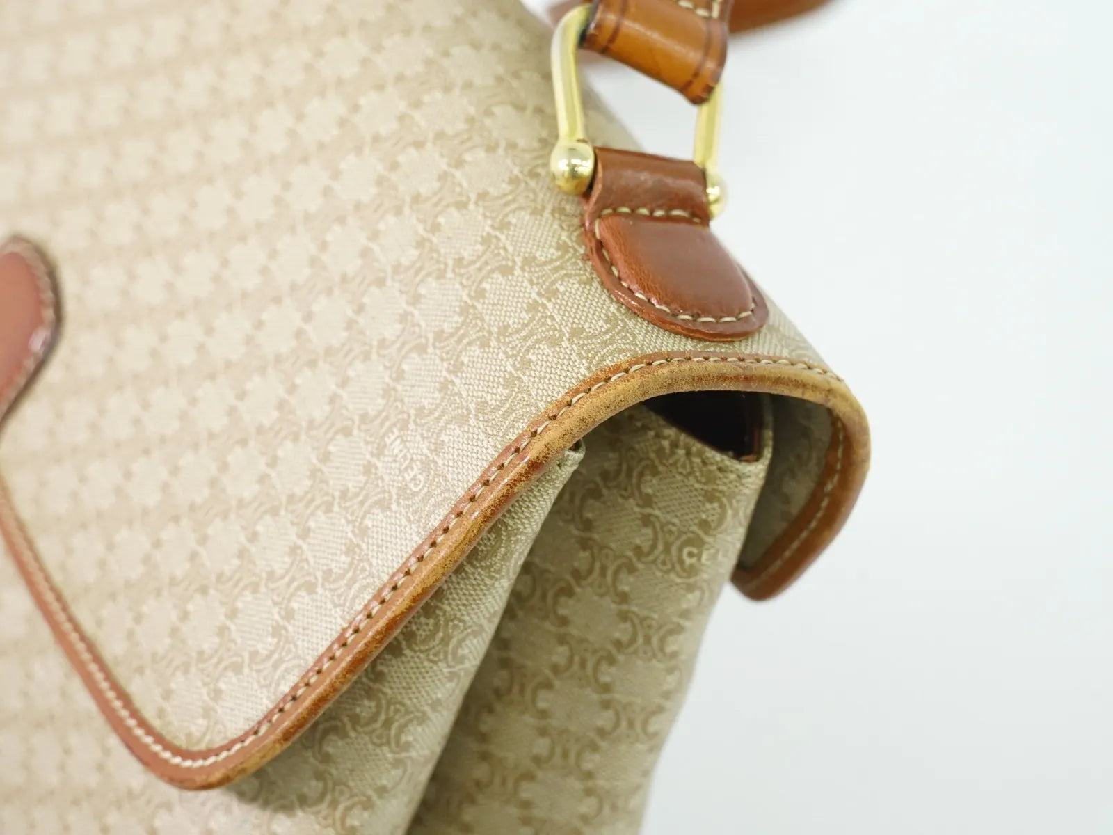 Celine Vintage Macadam Canvas Beige Pvc Shoulder Bag Bag (Pre-Owned)
