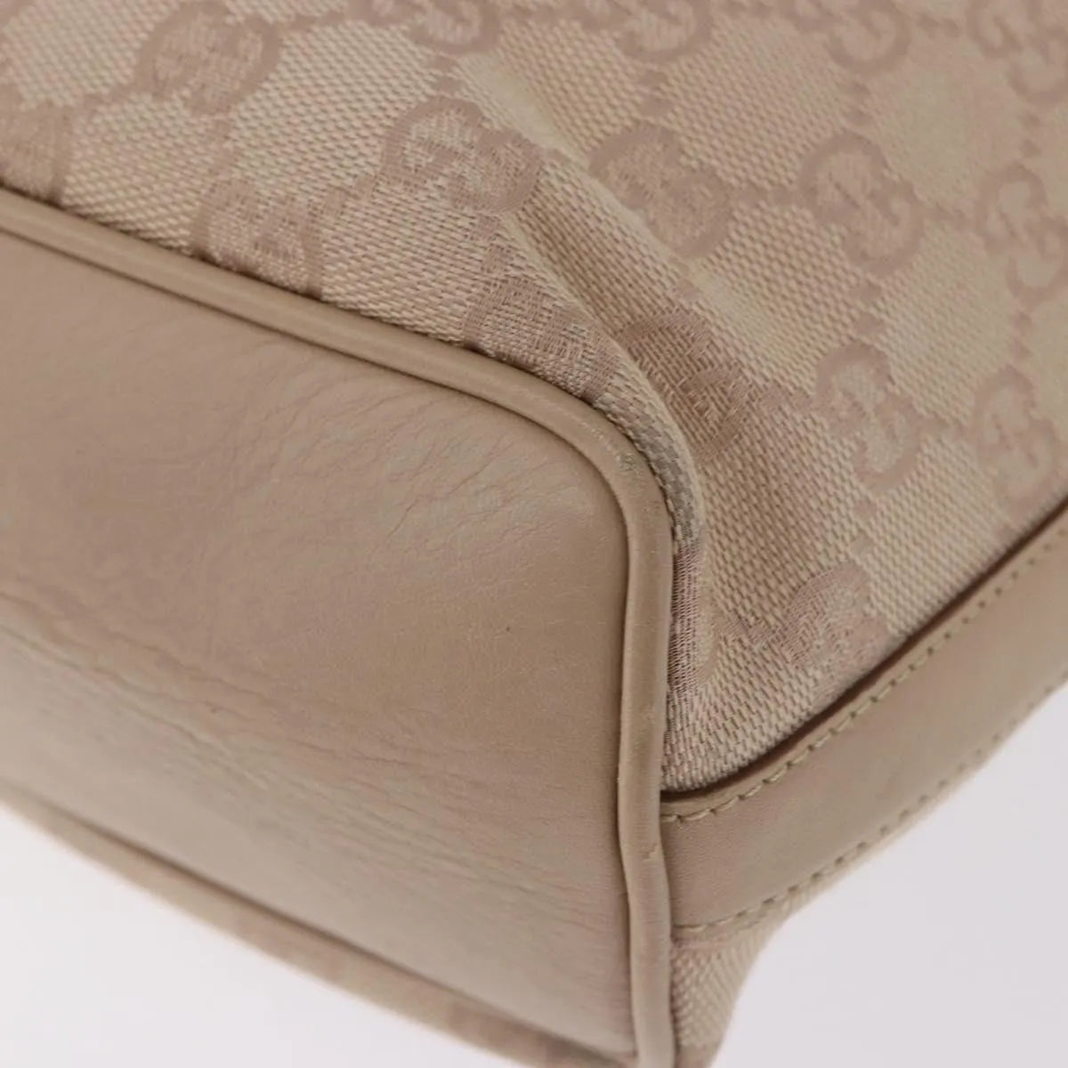 Gucci Zip Hobo Canvas Beige Canvas Handbag (Pre-Owned)