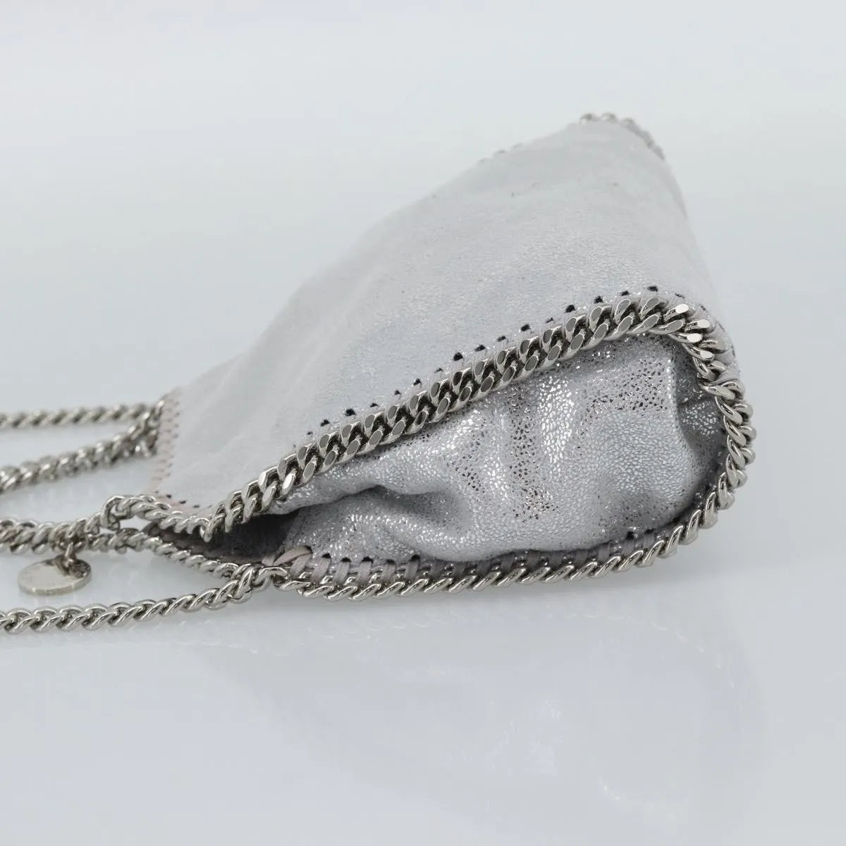 Stella Mccartney Falabella Fold Over Faux Leather Silver Polyester Shoulder Bag Bag (Pre-Owned)