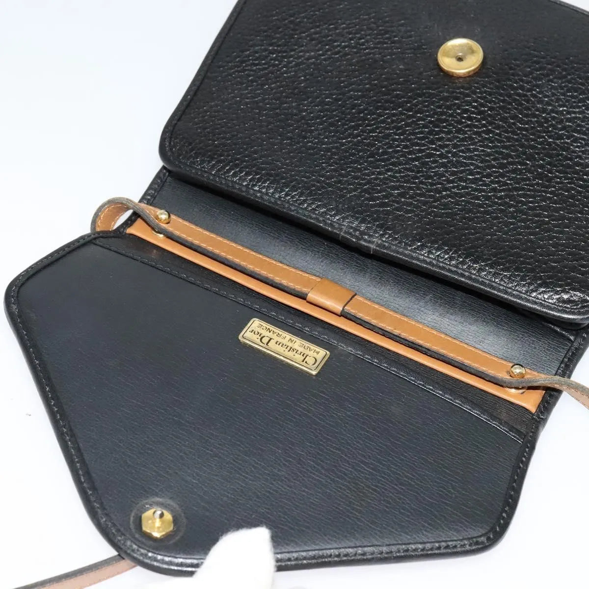 Christian Dior Vintage Cd Flap Leather Black Leather Shoulder Bag Bag (Pre-Owned)