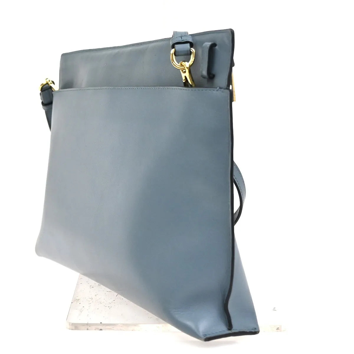 Loewe T Messenger Leather Blue Leather Shoulder Bag Bag (Pre-Owned)