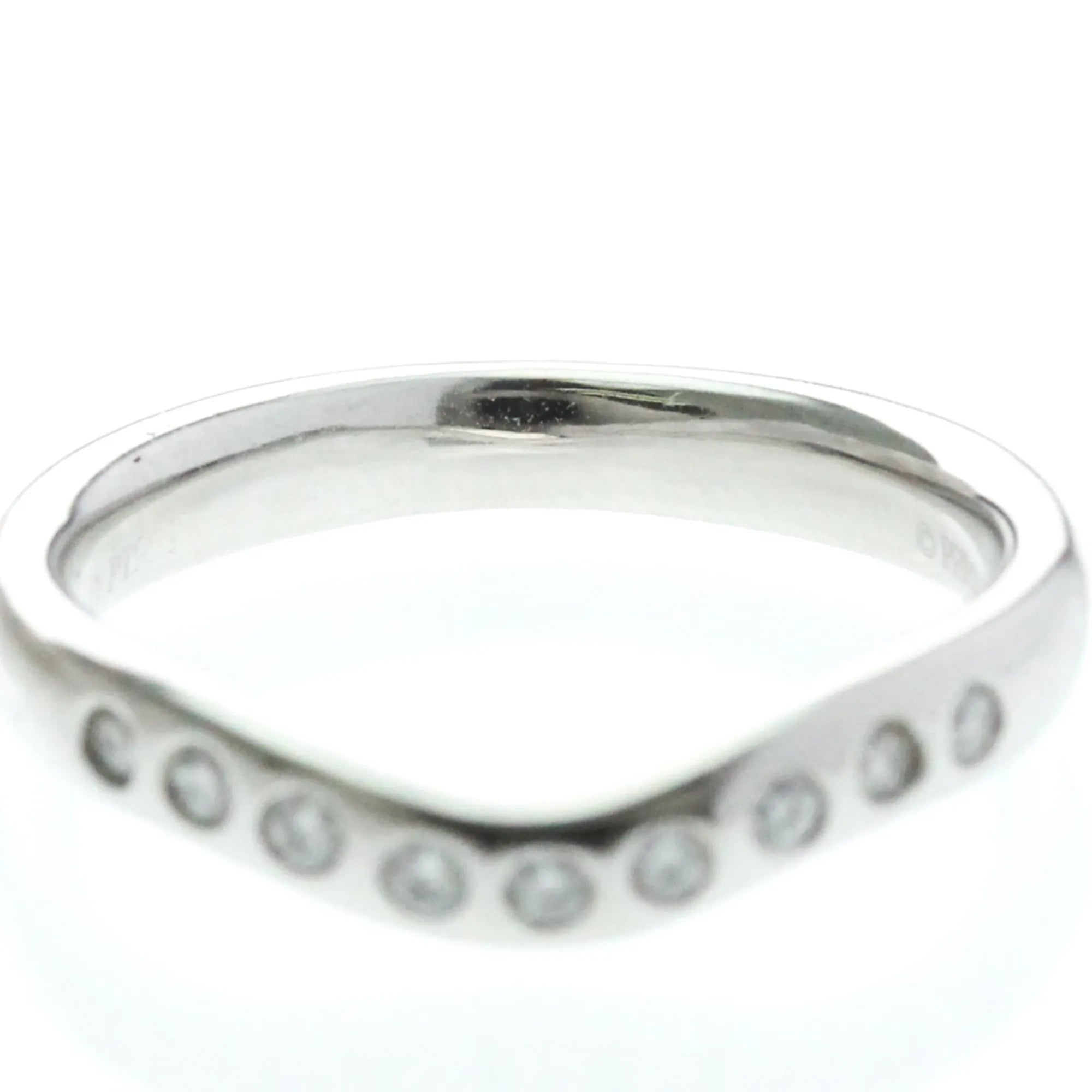 Tiffany & Co. Elsa Peretti Curved Wedding Band Platinum With Diamonds Silver Platinum Ring Jewelry (Pre-Owned)