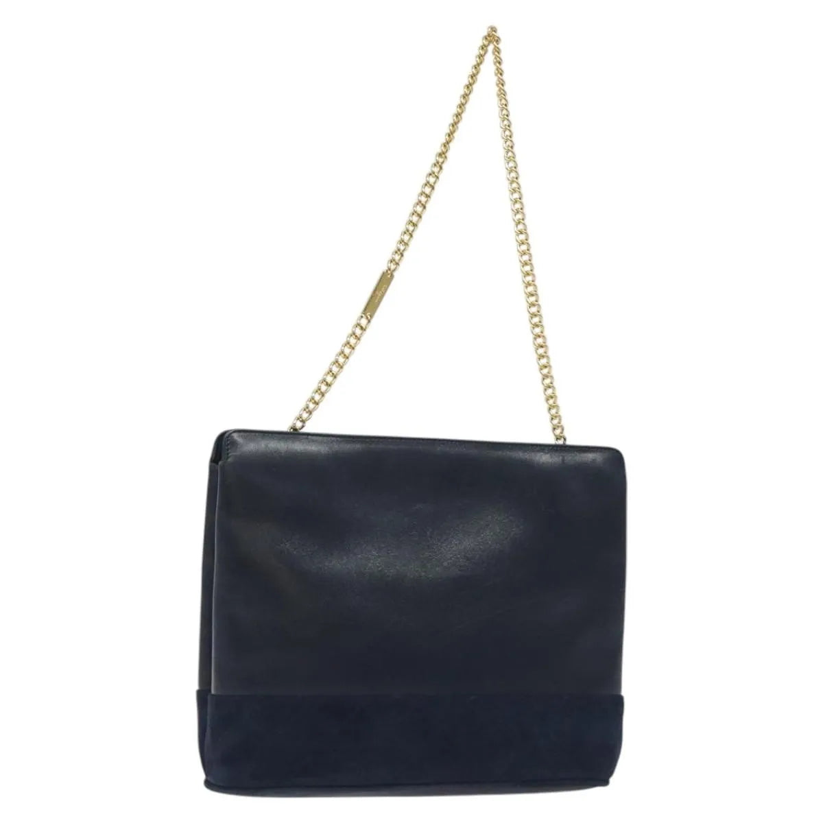 Salvatore Ferragamo Vintage Chain Leather Navy Leather Handbag (Pre-Owned)