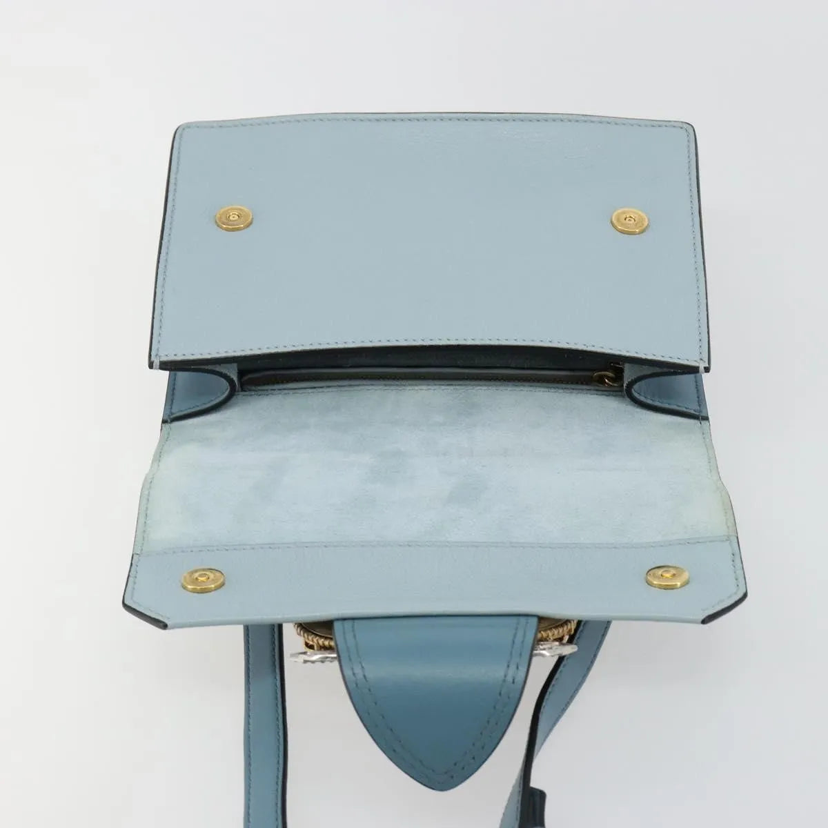 Miu Miu Madras Crystal Buckle Leather Blue Leather Shoulder Bag Bag (Pre-Owned)