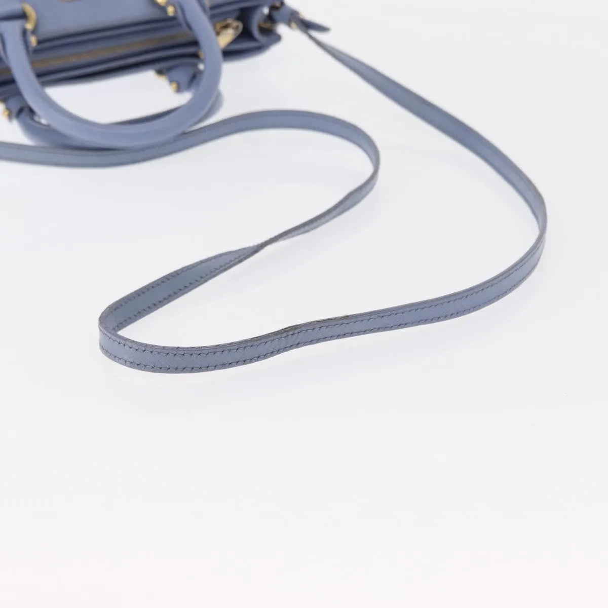 Salvatore Ferragamo Beky Tote Saffiano Leather Blue Leather Handbag (Pre-Owned)