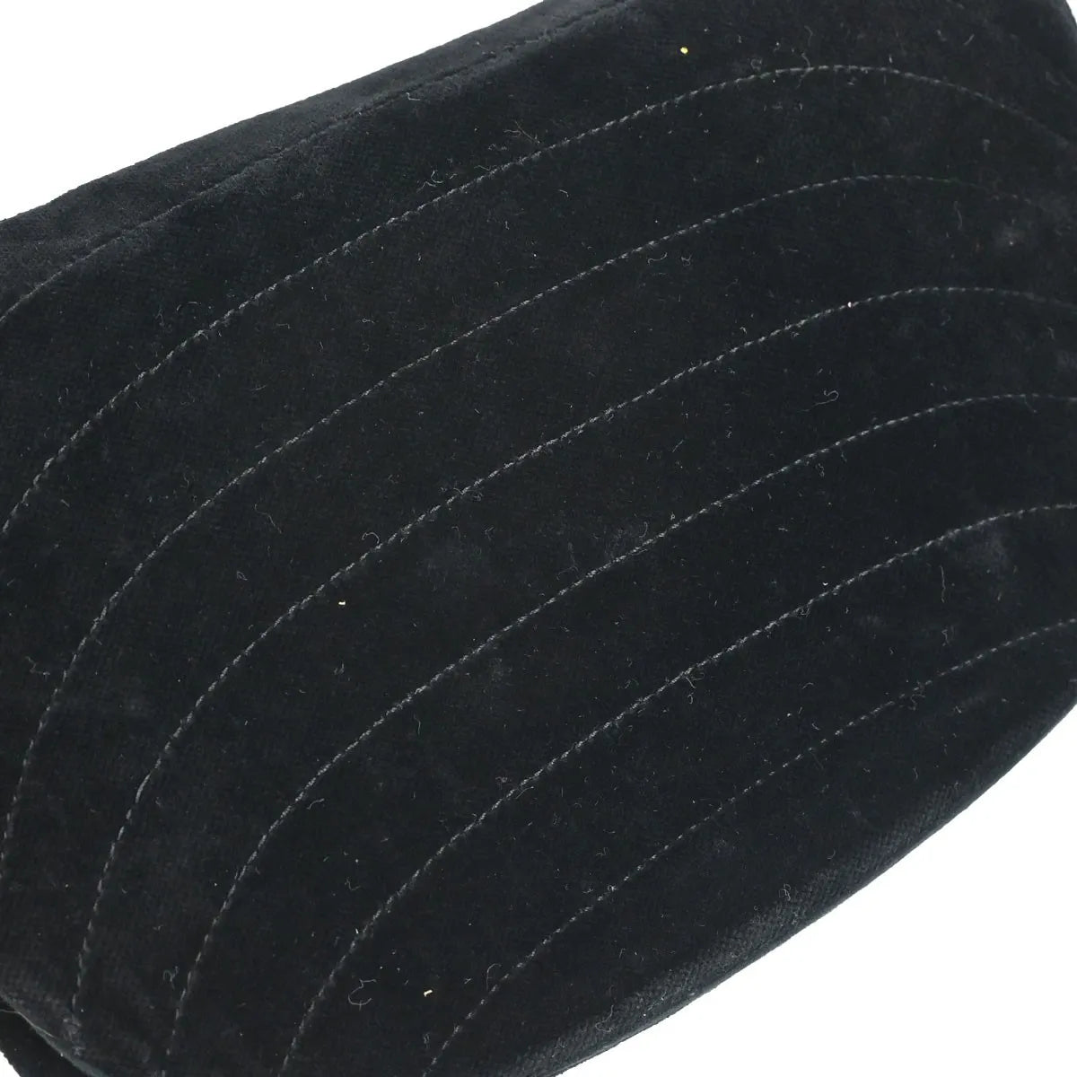 Chanel Vintage Crescent Flap Horizontal Quilted Velvet Black Velvet Shoulder Bag Bag (Pre-Owned)