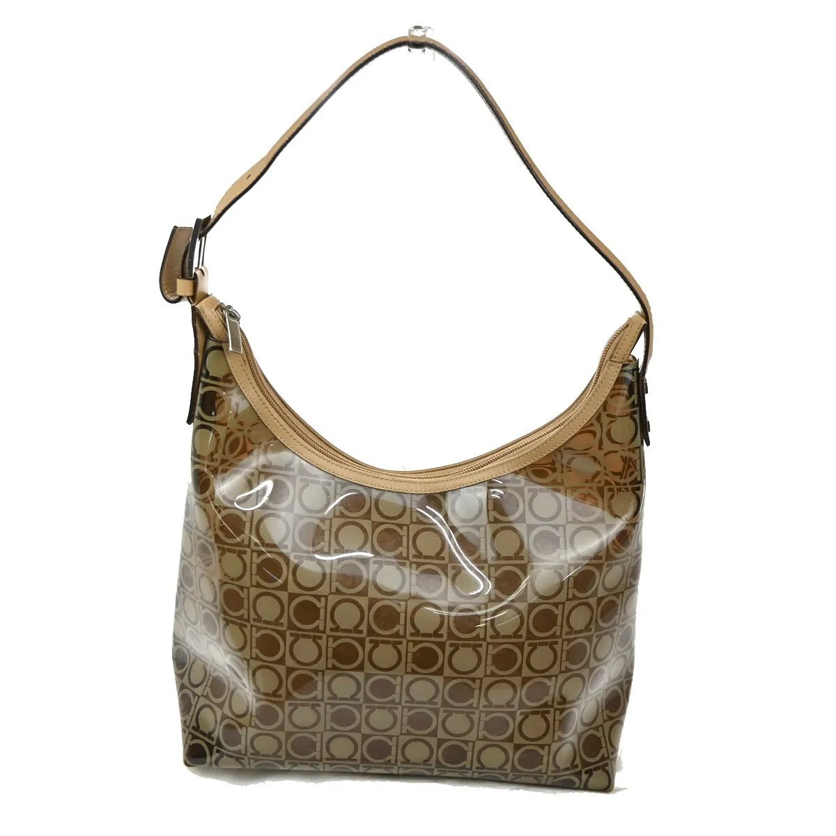 Salvatore Ferragamo Gancini Vinyl Brown Plastic Shoulder Bag Bag (Pre-Owned)
