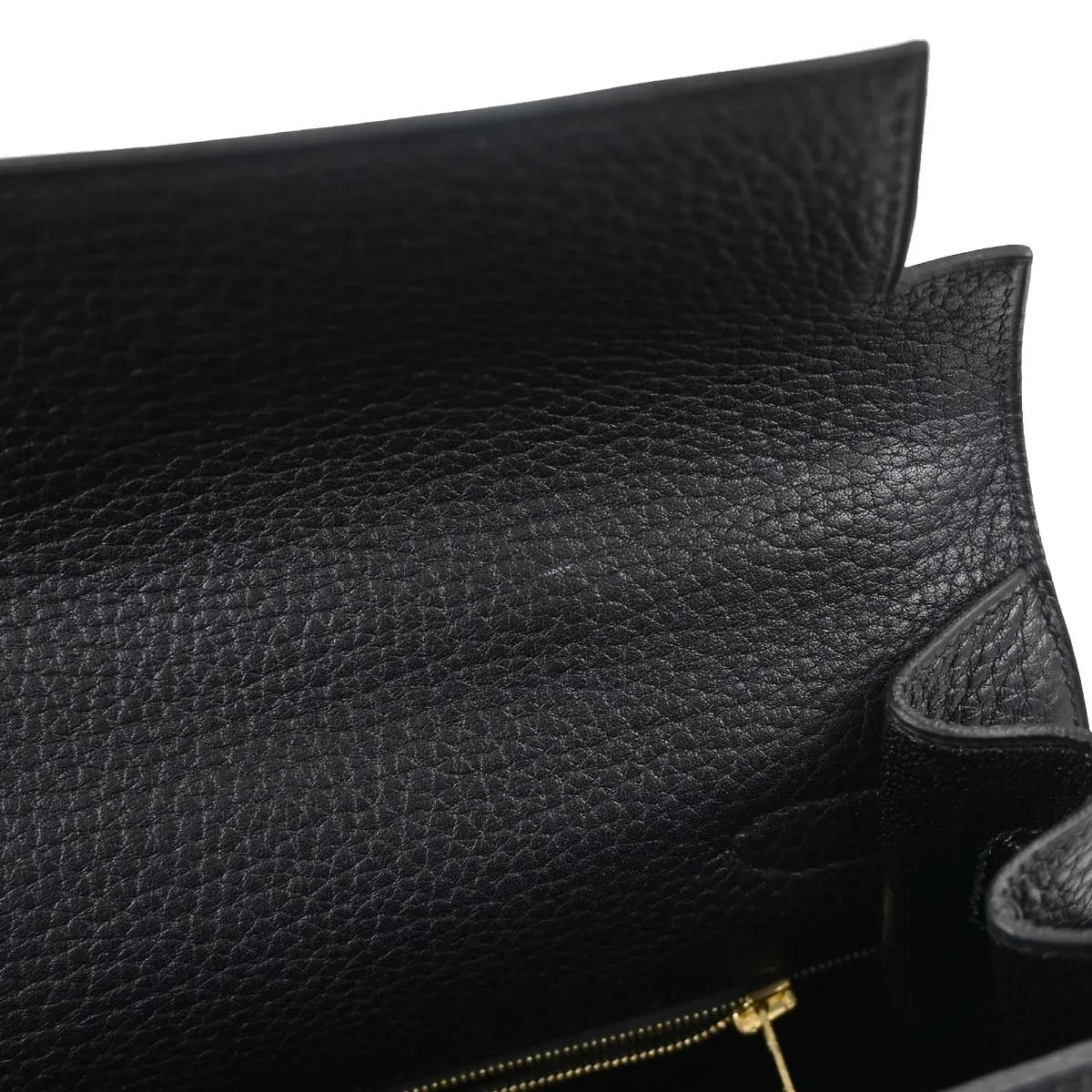 Hermes Kelly Black Ardennes With Gold Hardware Black Leather Handbag (Pre-Owned)