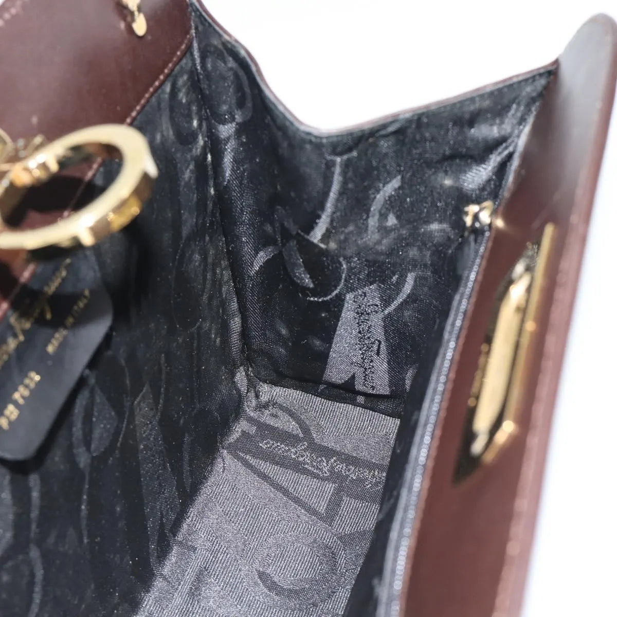 Salvatore Ferragamo Vintage Gancini Chain Leather Brown Leather Shoulder Bag Bag (Pre-Owned)