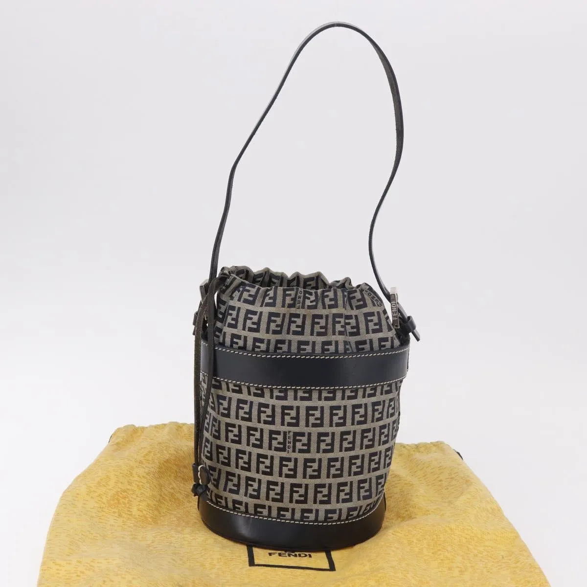 Fendi Zucchino Canvas Navy Canvas Handbag (Pre-Owned)