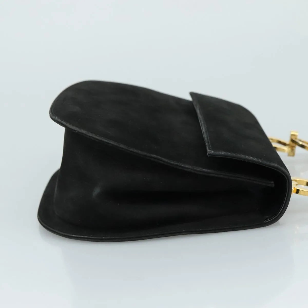 Salvatore Ferragamo Gancini Suede Black Suede Shoulder Bag Bag (Pre-Owned)