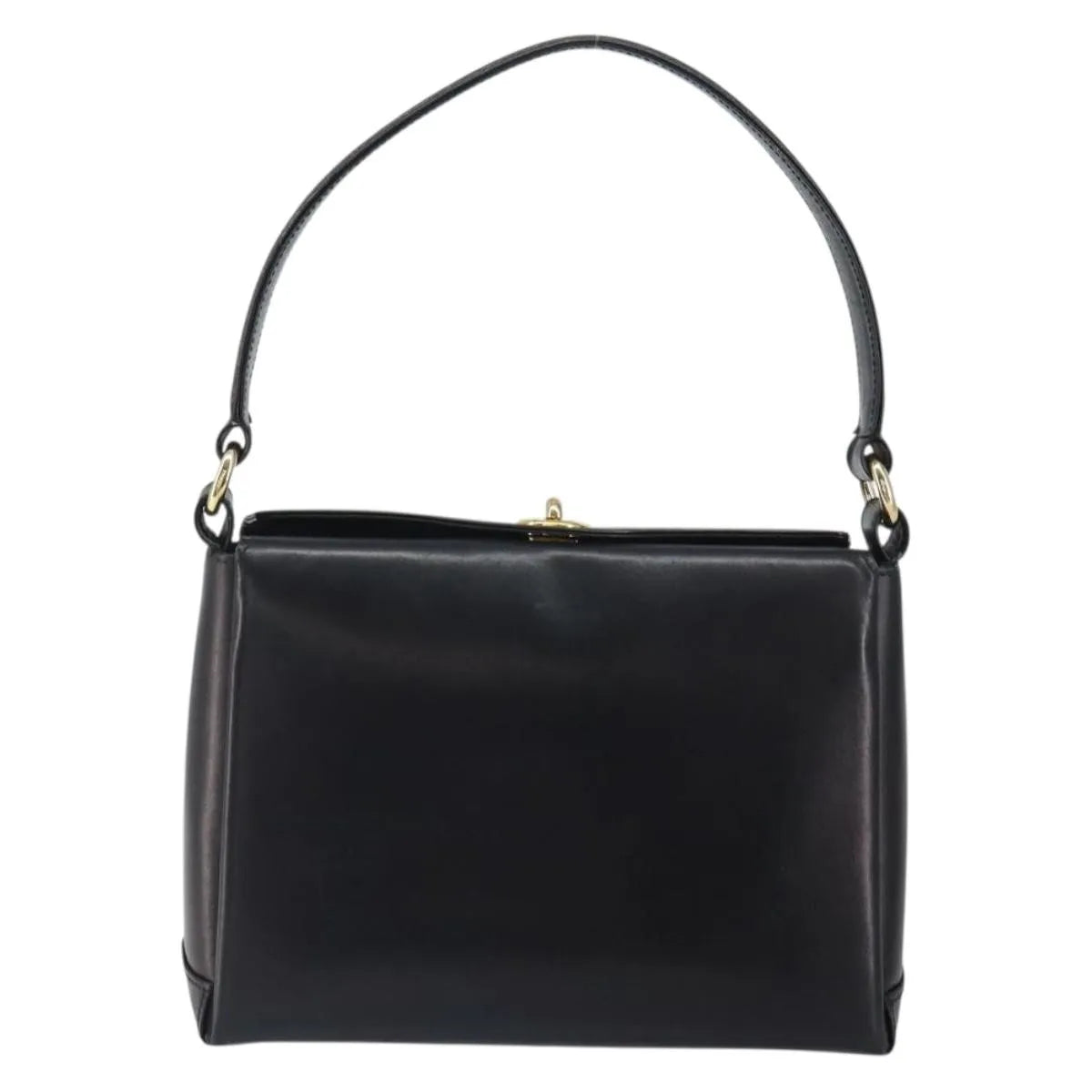 Gucci Vintage Convertible Box Leather Black Leather Handbag (Pre-Owned)