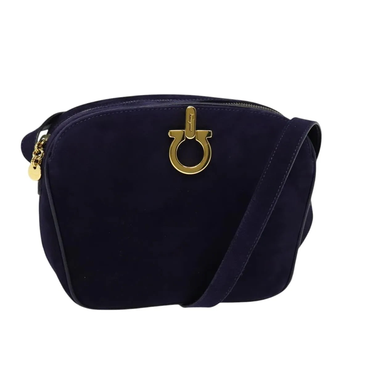 Salvatore Ferragamo Gancini Suede Purple Suede Shoulder Bag Bag (Pre-Owned)
