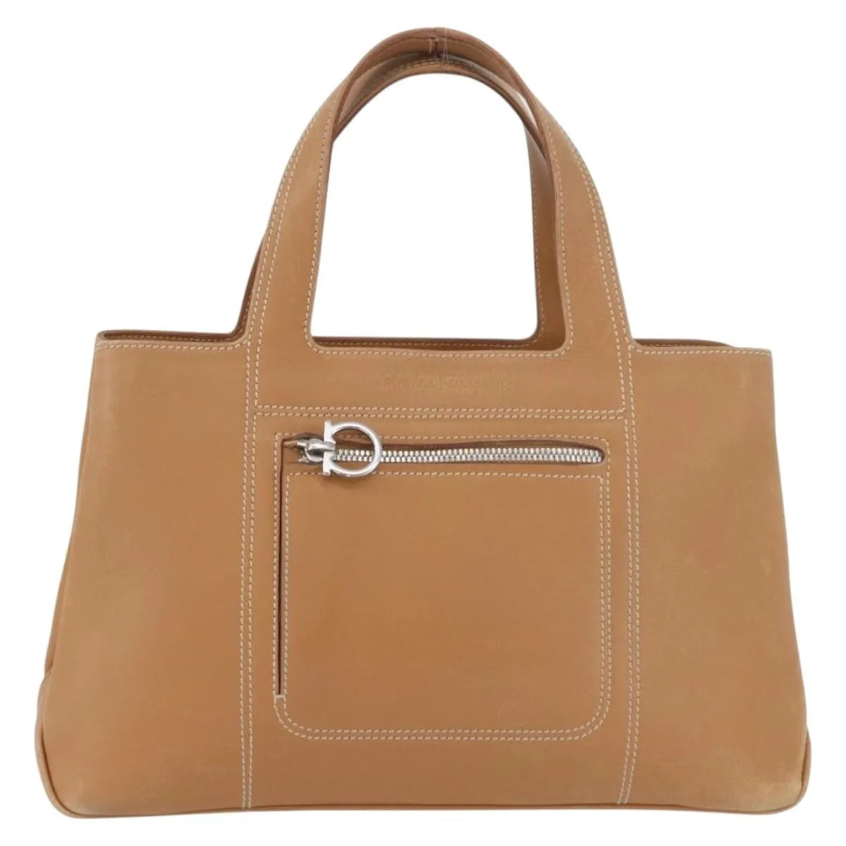 Salvatore Ferragamo Vintage Leather Beige Leather Handbag (Pre-Owned)