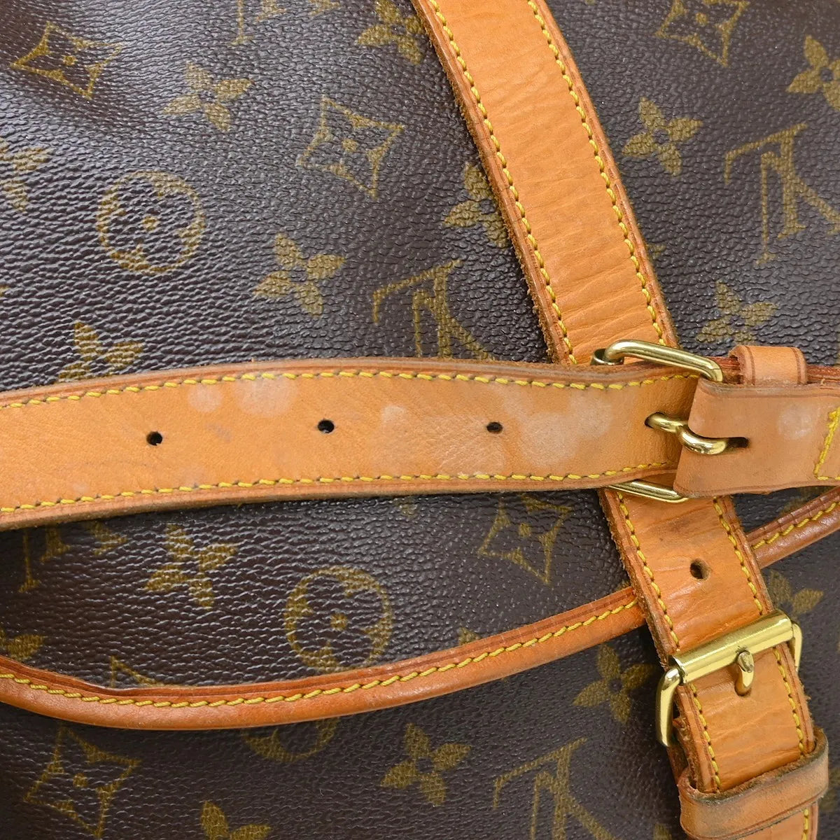 Louis Vuitton Saumur Handbag Monogram Canvas Brown Canvas Shoulder Bag Bag (Pre-Owned)