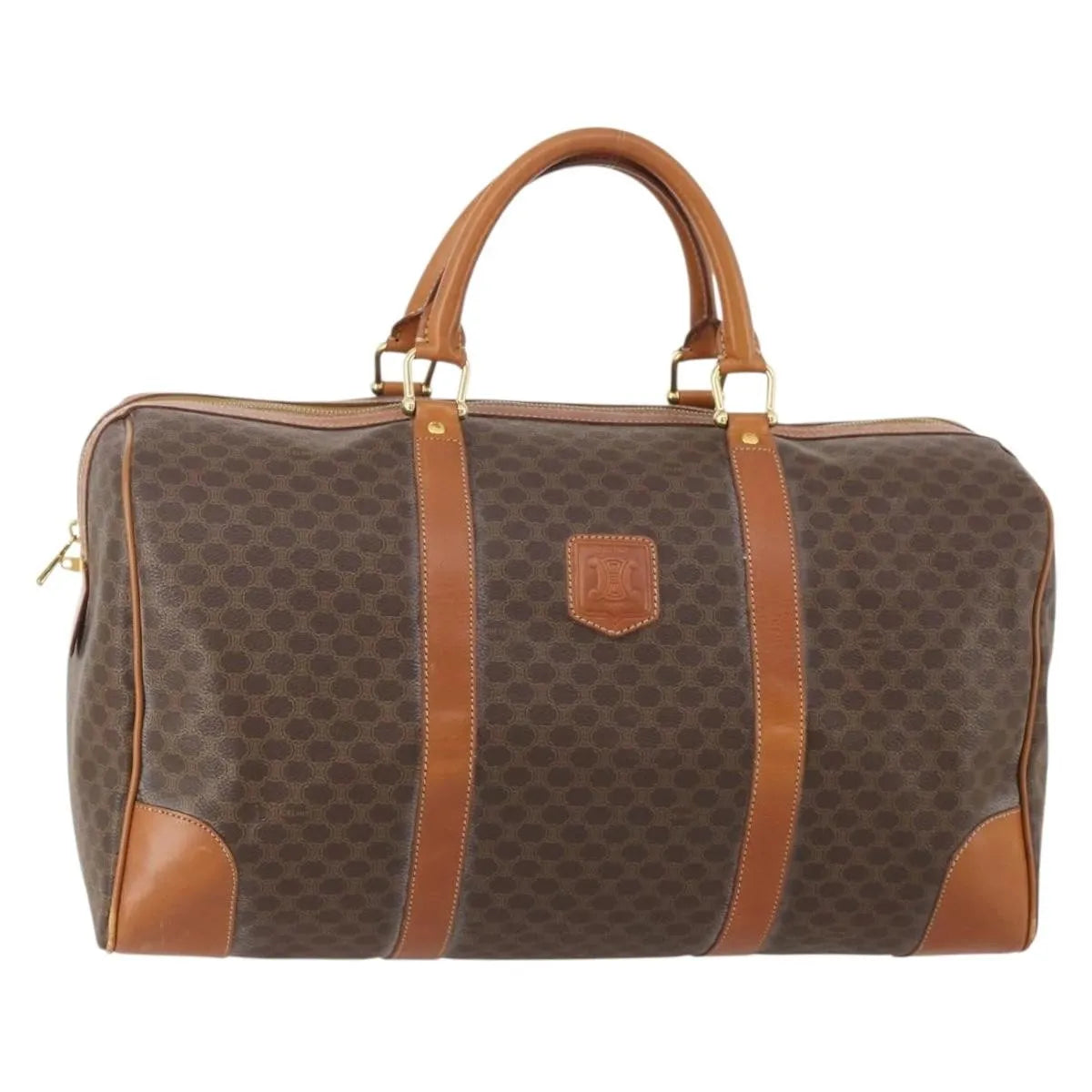 Celine Vintage Duffle Macadam Coated Canvas Brown Canvas Travel Bag Bag (Pre-Owned)