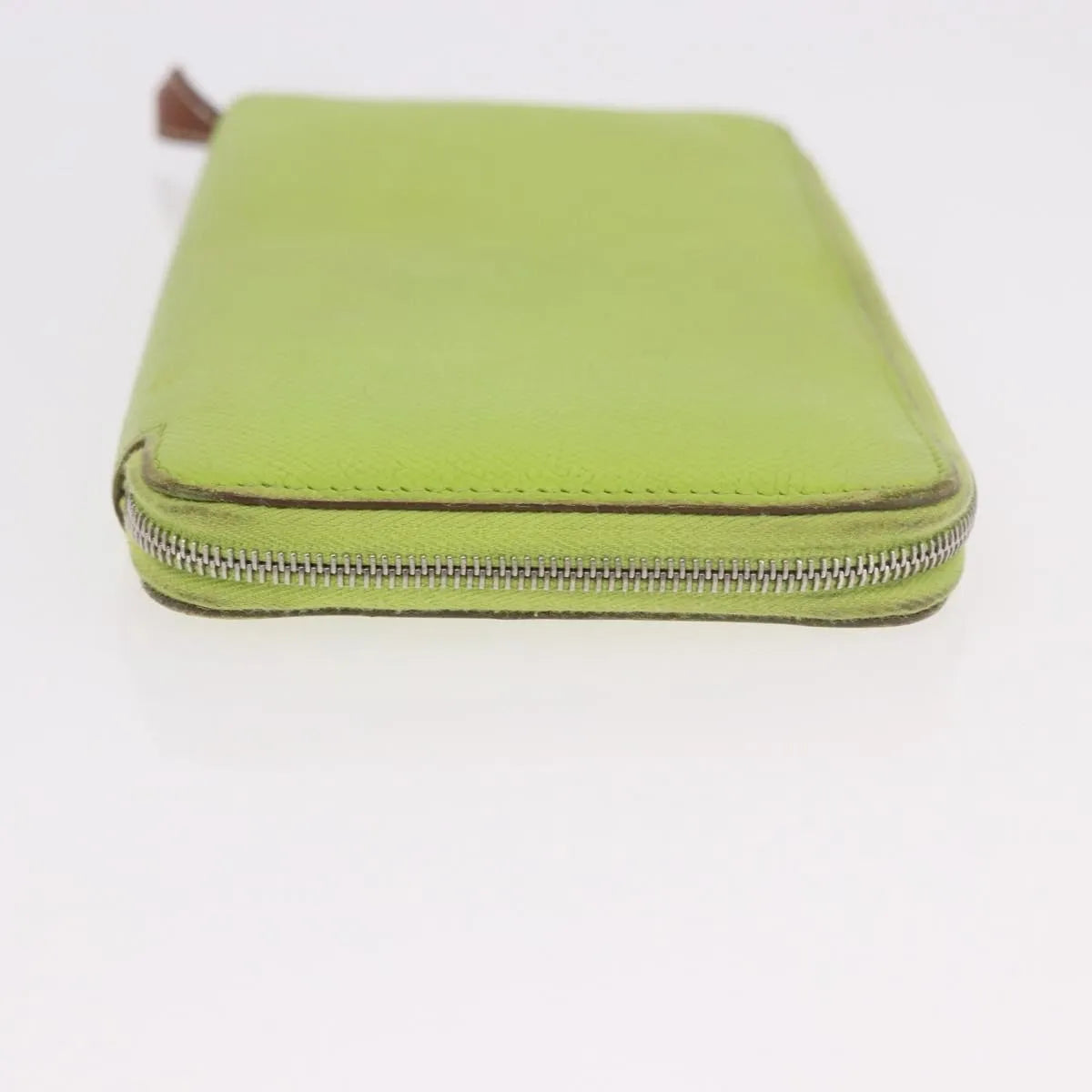 Hermes Azap Zip Around Wristlet Wallet With Lucky Strap Epsom Green Leather Wallets Accessory (Pre-Owned)