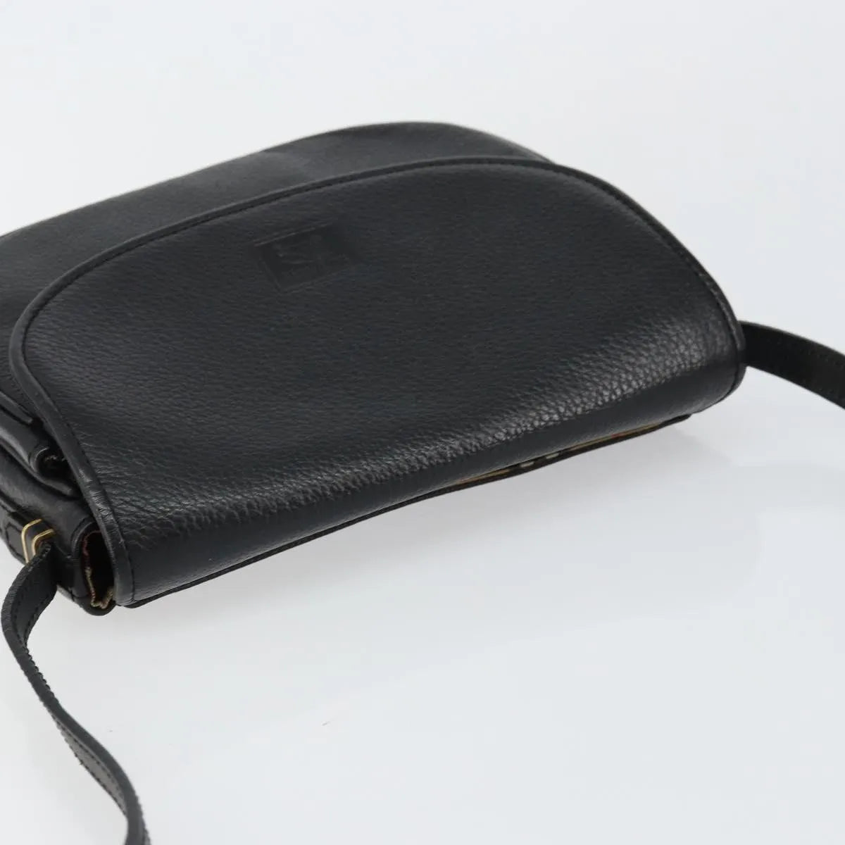 Burberry Flap Shoulder Leather Black Leather Shoulder Bag Bag (Pre-Owned)