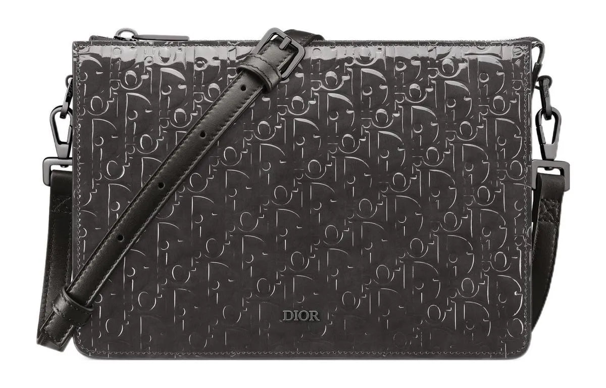 Christian Dior Zip Pouch Leather Black Leather Crossbody Bag Bag (Pre-Owned)
