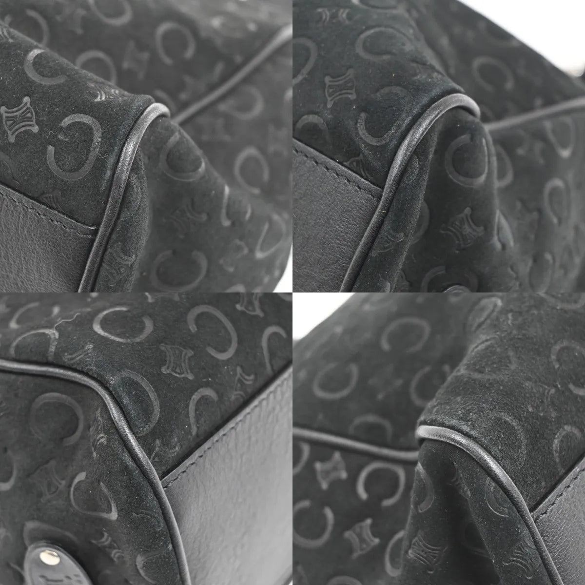 Celine C Macadam Suede Black Suede Shoulder Bag Bag (Pre-Owned)